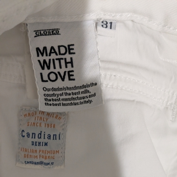 Closed Made in Italy White Distressed Mid Rise Straight Leg Denim Jeans Designer - Picture 9 of 10